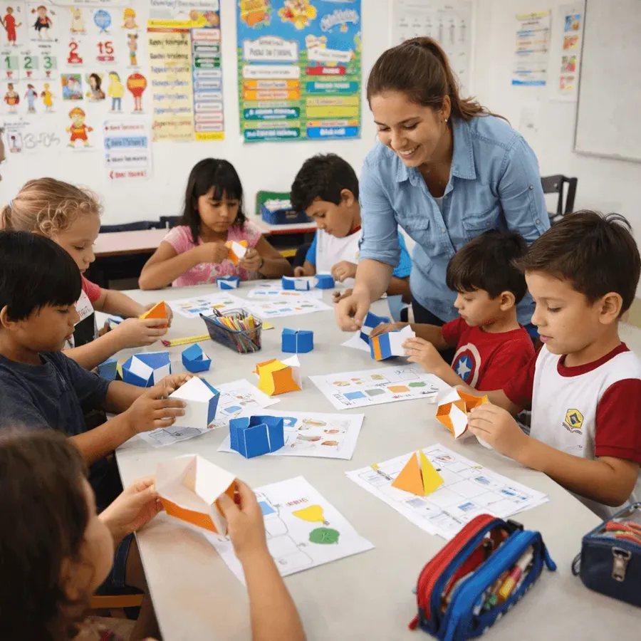 Kinderen die het materiaal in de klas gebruiken 1